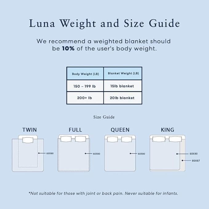 Luna Cooling Weighted Blankets for Adults - 100% Lyocell Rayon Soft Blanket Back to School Dorm Room Essentials - Travel Relaxation Gifts [20lbs - Queen - 60" x 80"] [Light Grey] - Imported