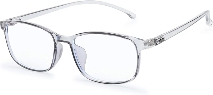 Kids Blue Light Blocking Glasses Silicone Flexible TR-90 Frame, Computer Gaming TV Phone Glasses for Boys Girls Age 3-14 (4-14 yr-Old, B0204 Crystal Grey)