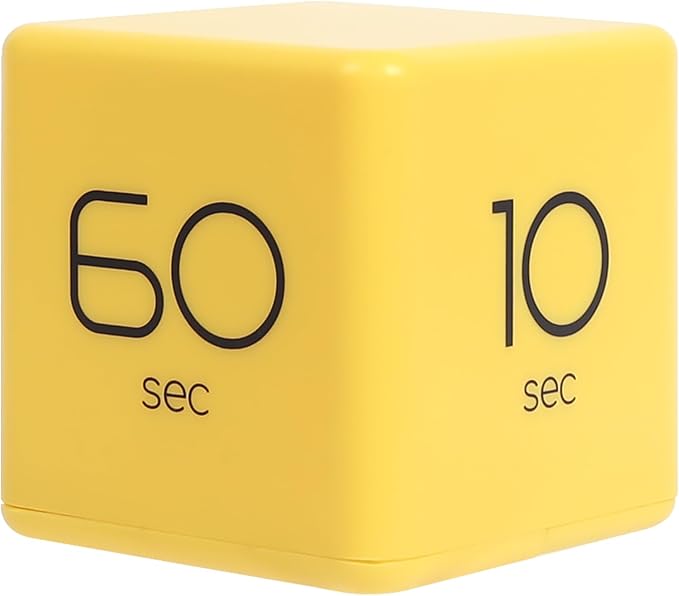 mooas Cube Timer (Yellow), Timers Cube Flip Block Timers Productivity Gravity Sensor Time Management for Kids ADHD Classroom Kitchen Desk Workout Cooking Study 10, 20, 30, 60 Seconds Timer Setting