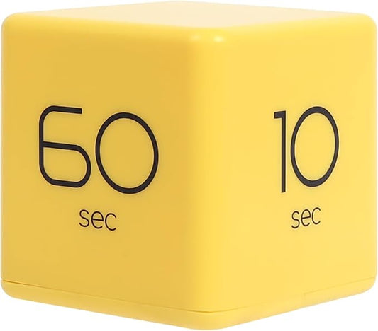 mooas Cube Timer (Yellow), Timers Cube Flip Block Timers Productivity Gravity Sensor Time Management for Kids ADHD Classroom Kitchen Desk Workout Cooking Study 10, 20, 30, 60 Seconds Timer Setting