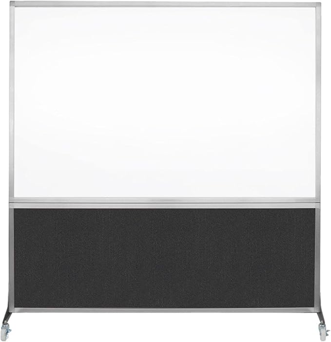 DivideWrite Mobile Whiteboard | Double Sided Dry Erase Board | Portable Office Cubicle Partition | Display for Classrooms, Conference Rooms, Meeting Areas and More | Black Fabric 6' Wide X 6' Tall