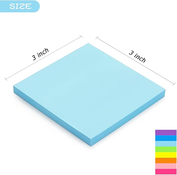 Early Buy 16 Pads Sticky Notes 8 Bright Color Self-Stick Notes 3 in x 3 in, 60 Sheets/Pad