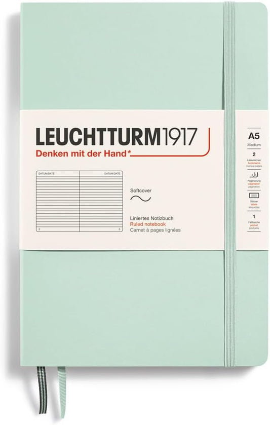 LEUCHTTURM1917 - Natural Colors - Softcover Notebook - 251 Numbered Pages (Ruled Paper, Mint Green)