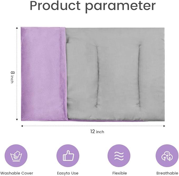 Heating Pad Microwavable with Washable Cover, 8 x 12 Multipurpose Microwave Heating Pad for Neck and Shoulders, Moist Heat Bean Bag Warm Compress for Knee, Muscles, Joints, Wrist, Abdomen (Purple)