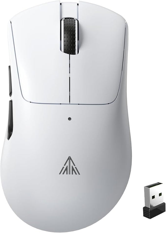 SM805 Lightweight Wireless Gaming Mouse,24000 DPI,Tri-Modes Connection,BT5.0/Type-C Wired/2.4G Wireless Mouse Gaming with 2 Side Buttons, Engineering Grip Custom Mouse for Gamer,White