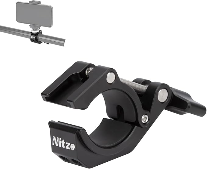 Nitze Super Clamp, Camera Crab Clamp with 3/8” to 1/4” Thread Adapter for Cameras, Lights, Hooks, Shelves, Tripods and Cross Bars - N18B