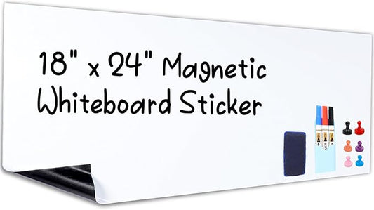 HAMIGAR Magnetic Whiteboard Contact Paper 18" x 24" Dry Erase White Board Sticker for Wall Stick on White Board Peel and Stick Wallpaper Adhesive Poster with Marker, Magnetic Eraser and Magnets
