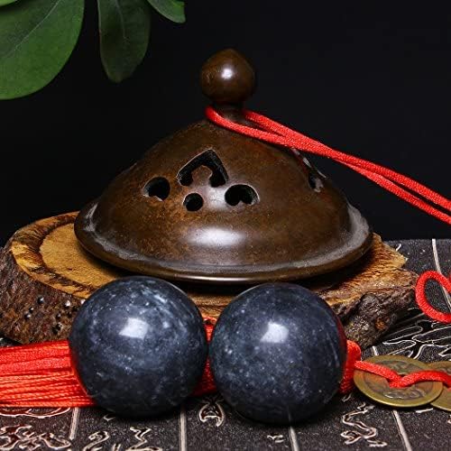 BRABUD 1.4'' Dark Grey Marble Baoding Health Stress Exercise Balls Chinese Exercise Stress Balls Craft Collection (box-packed)