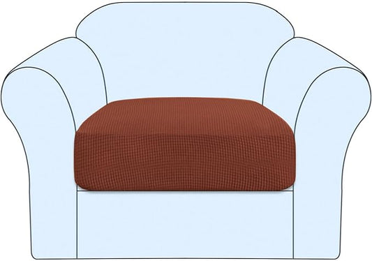 H.VERSAILTEX Stretch Couch Cushion Covers Individual Seat Sofa Chair Slipcovers Cushion Protector Cover Featuring Jacquard Textured Twill Fabric(1 Cushion Chair Cover, Rust)
