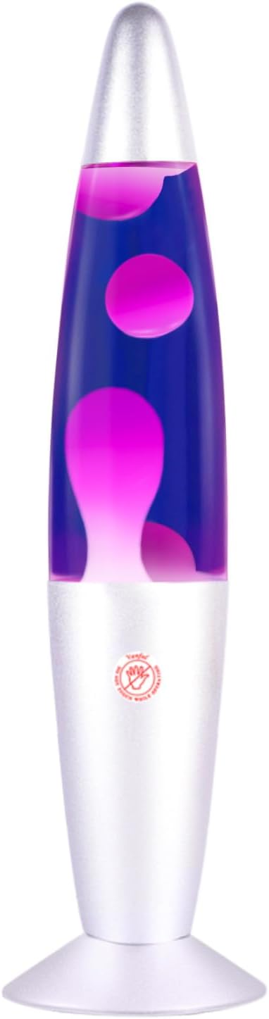 Purple Magma Lamp with White Wax Sliver Base Gorgeous Liquid Motion Mood Lamp Relaxing Decoration for Home Office Bedroom Glitter Lamps for Adults Kids as Nightlight