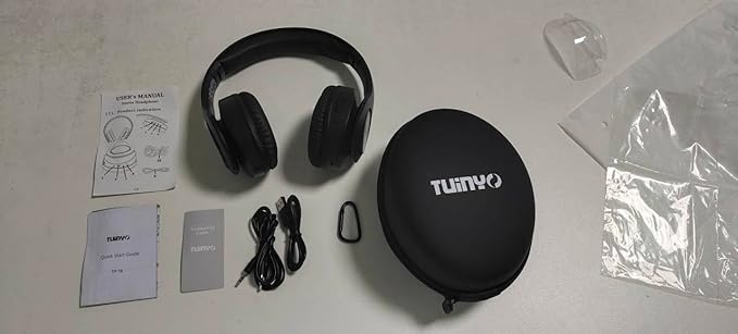 TUINYO Bluetooth Headphones Wireless, Over Ear Stereo Wireless Headset 40H Playtime with deep bass, Soft Memory-Protein Earmuffs, Built-in Mic Wired Mode PC/Cell Phones/TV-White … …