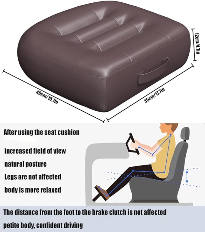 seat Cushions for Office Chairs/with Carry Handle Adult Booster Seat Cushion Imitation PU Breathable Fabric Effectively Increase The Field of View by 12cm/4.7in/Extra Thick Large Seat Cushion/Brown