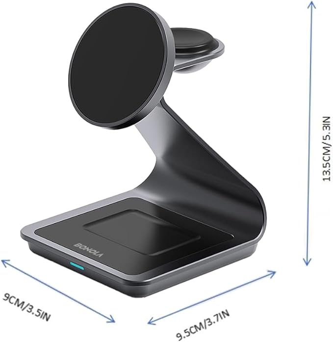 3 in 1 Charging Station for Apple Multiple Devices, Aluminum Magnetic Wireless Charger Stand for iPhone 16/15/14/13/12 Series, Wireless Chargers Dock Stand for Apple Watch/AirPods Pro