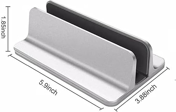 Vertical Laptop Stand Holder, Desktop Aluminum Stand for MacBook with Adjustable Dock Size, Fits All MacBook, Surface, Chromebook and Gaming Laptops (Up to 17.3 inches), Silver