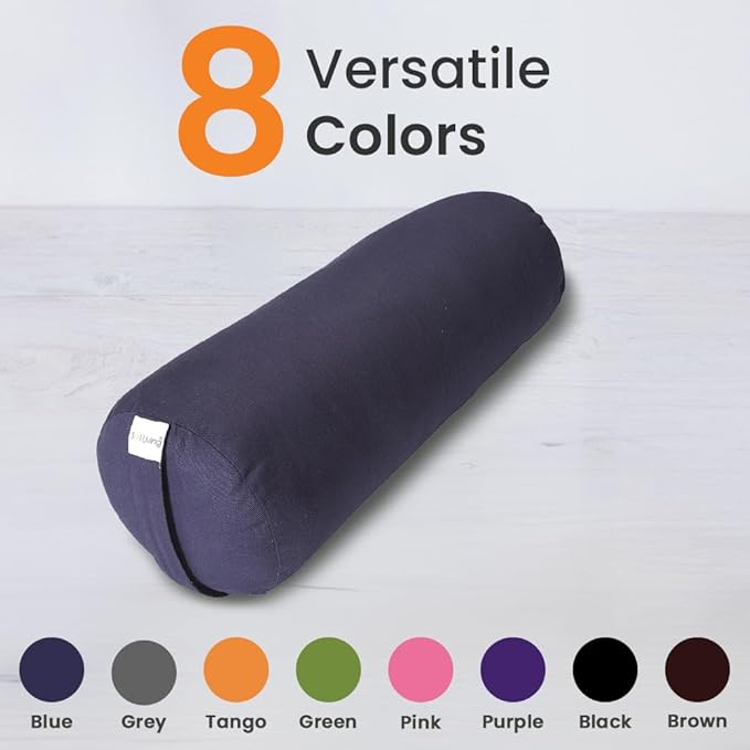 Sol Living Yoga Bolster Pillow for Restorative Meditation - 100% Cotton Cylindrical Cushion with Washable Cover for Balance Support in Asana Poses