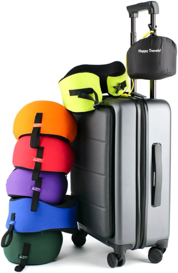 C CUSHION LAB Travel Pillow, Award-Winning Patented Ergonomic Design for Chin & Neck Support Memory Foam Neck Pillow, Compact Airplane Pillow for Traveling, Flight, Car (Gray, Medium)