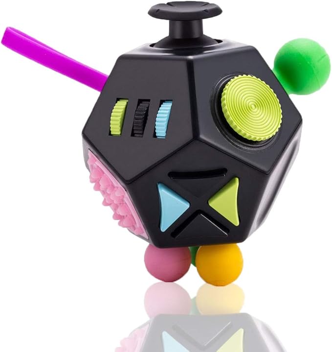 PAPOLGO Fidget Toys, Autism Toys,12 Sided Cube Toy Stress Relief,Anti Anxiety,ADHD,Focus,Boredom for All Ages (Black / B2)