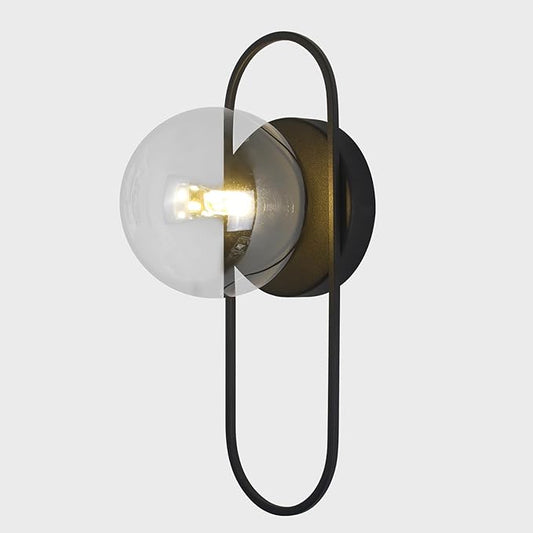 Mid Century Modern Black Wall Sconce Bubble Glass Globe Wall Sconces Lighting Small Vintage Bathroom Vanity Light Fixtures for Bedroom Hallway