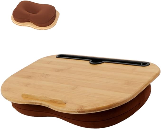 SUMISKY Lap Desk for 14" Laptops-Bamboo Laptop Desk with Cushion & Phone Holder, Portable Laptop Stand with Tray, 15x11 Inches