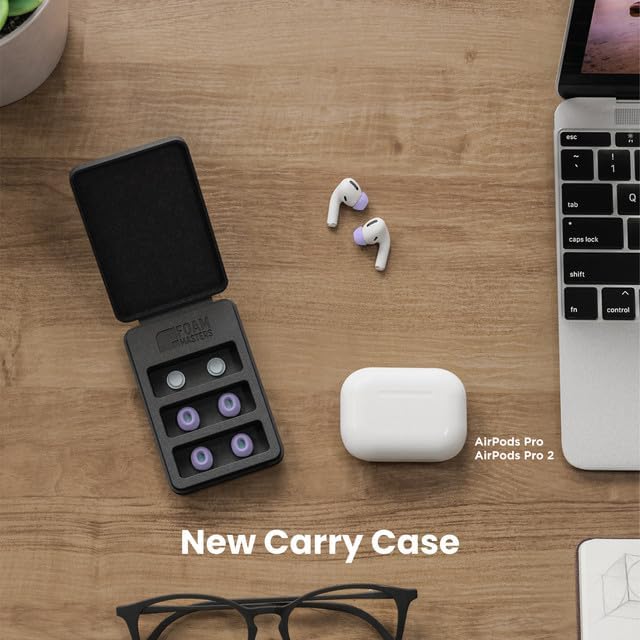 Foam Masters Ultra-Premium Memory Foam Ear Tips for AirPods Pro 1st & 2nd Gen | 3 Pairs | New Ver. | Secure Fit | Super Comfort | Better Noise Cancel | Replacement Buds (Medium, Lilac Purple)