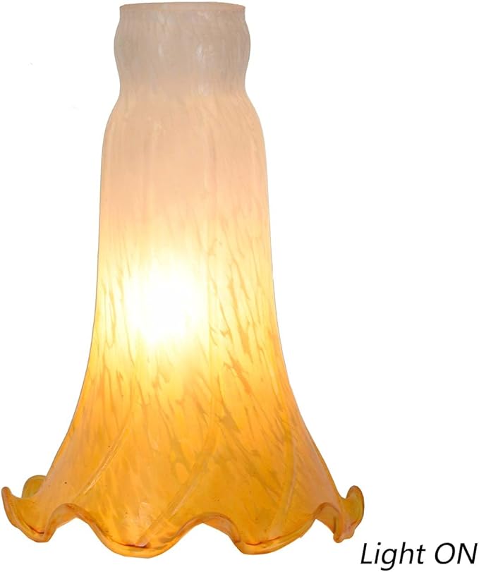 Bieye LS07 Lily Flower Blown Glass Lampshade (White Yellow, Opening I.D. 1.26" x O.D. 1.5")