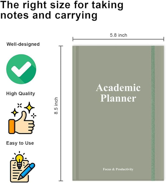 Academic Planner for 2025 2026 or Anytime – A5 Undated Weekly Student Planner For Homeschool, High School, College & Nursing Students, 200 Pages, 5.8" x 8.5", Green