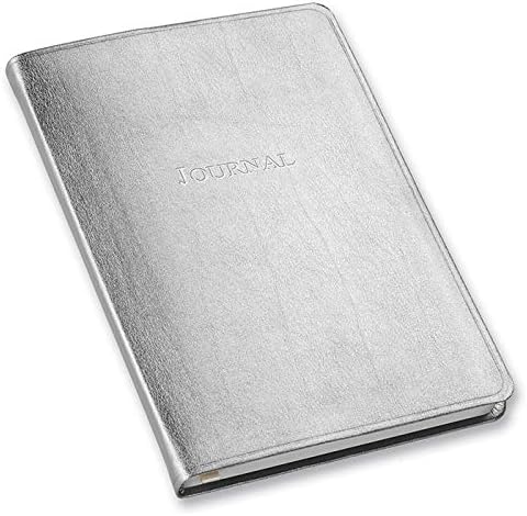 Gallery Leather Journal Notebook - 192 Pages, Softcover, For Men and Women, For Writing, Work & Travel, Handcrafted - Metallic Silver - 8 x 5.5, Desk Lined