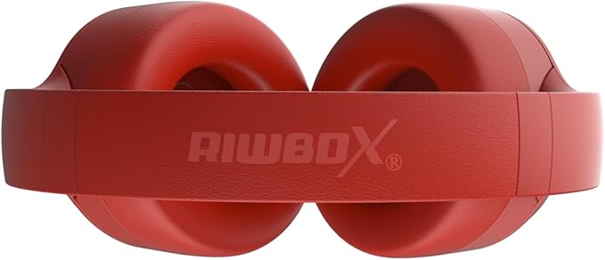 Riwbox Hybrid Active Noise Cancelling Headphones, Wireless Over Ear Bluetooth Headset, 60H Playtime, High-Fidelity, Foldable, Comfort&Immersion for Work/Commuting (Red)