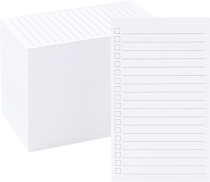 Okuna Outpost Note Cards with Check Boxes - 300 Pack, 3 x 5 in, White Heavy Stock - Vertical Ruled Index & Task Cards for Daily To-Do Lists
