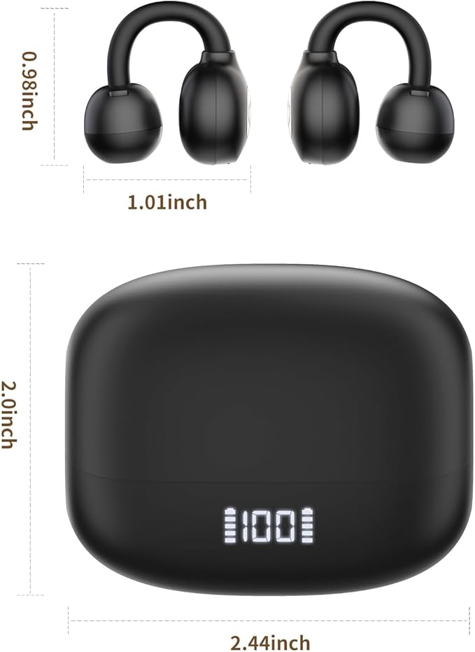 PSIER Open Ear Earbuds, 30H Playtime Bluetooth Earbuds IPX5 Waterproof Bluetooth 5.4 Ear Buds with Digital Display Comfortable Lightweight Bone Conduction Headphones for Workout Sports Running