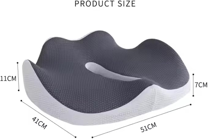 Ergonomic Seat Cushion for Office Chair - Memory Foam Coccyx Cushion for Tailbone, Sciatica & Back Pain Relief - Breathable Washable Cover, Non-Slip Base for Home, Office, Car, and Travel