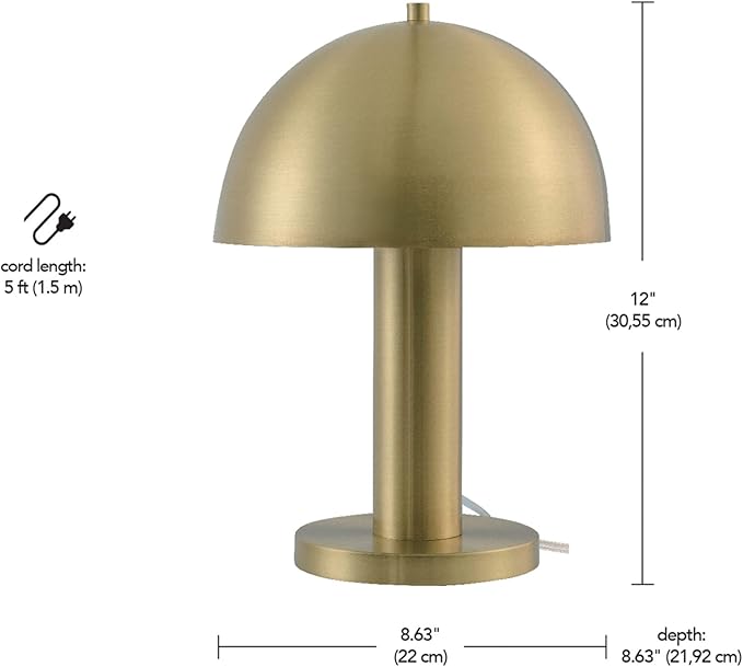 GLOBE Novogratz x Electric 65856 Olivia 12" Table Lamp, Matte Brass
