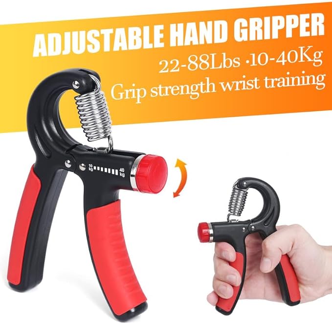 Grip Strength Trainer 7 Pack Adjustable, Finger Stretcher Resistance Extensor Bands, Finger Exerciser, Hand Gripper Strength Ring & Stress Ball