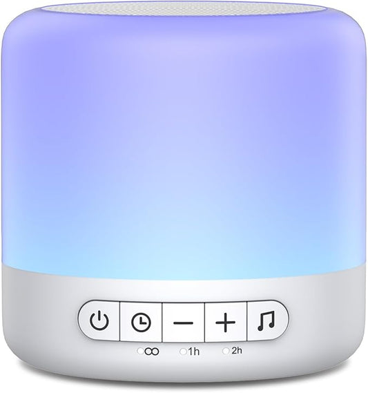 Easysleep White Noise Sound Machine with 30 Soothing Sounds 12 Night Light 32 Volume 3 Timers Portable Sleep Sound Machine for Office Travel Noise Canceling Lullaby & Rain Sound for Baby, Adults