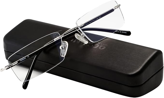 FONHCOO Blue Light Blocking Reading Glasses Anti Blue Ray Unisex Lightweight Rimless Frameless Computer Glasses