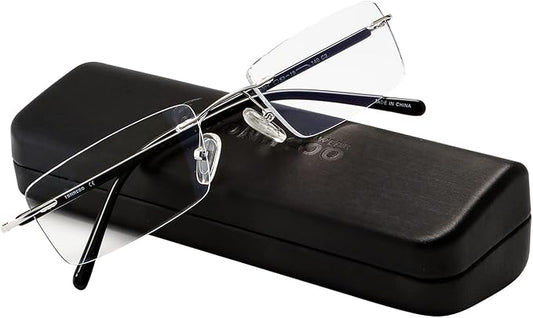FONHCOO Blue Light Blocking Reading Glasses Anti Blue Ray Unisex Lightweight Rimless Frameless Computer Glasses