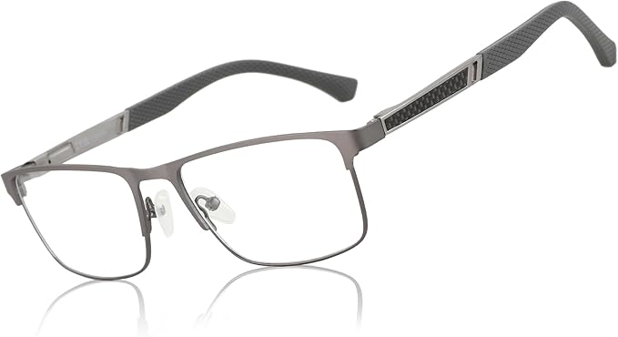 ZENOTTIC Reading Glasses Men: Blue Light Glasses Metal Square Frame - Computer Readers Nose Pads - Spring Hinge Eyeglasses
