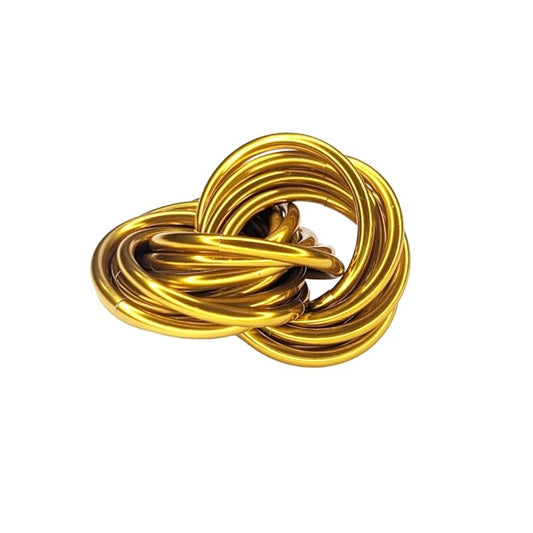 Möbii Fidget Ball (Solid Color): Quiet Mobius ADHD Anxiety Stim Stress Relief Toy Tool for Home Travel Office or Desk (Medium, Half, Gold)