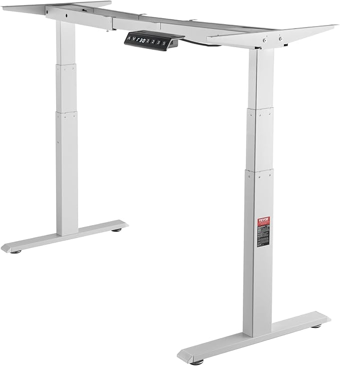 VEVOR Dual Motor 3 Stage Standing Desk Frame, Adjustable 26"-50.8" Height & 43.3"-70.1" Length Electric Stand Up Computer Desk Legs, Ergonomic DIY Workstation Base for Home Office(Frame Only)