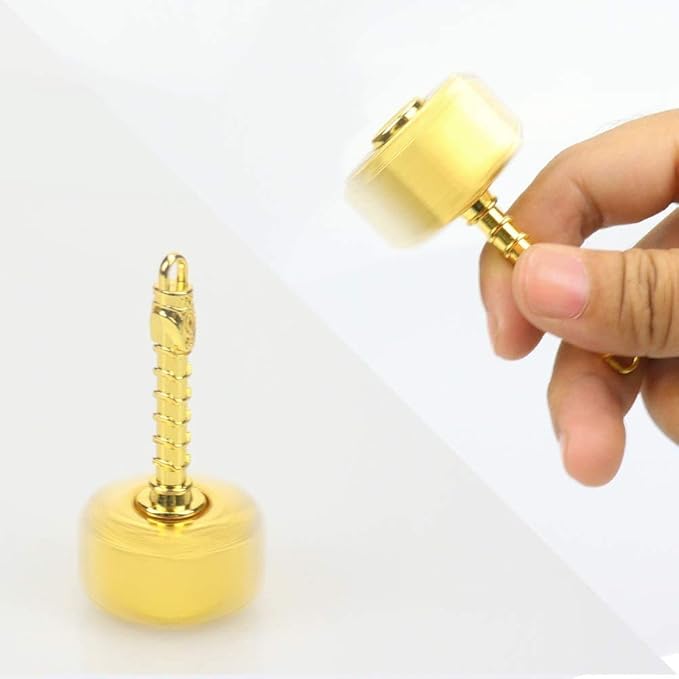 Fidget Chain Hammer Spinners Metal with Star Fidget Finger Spinner Toy, Anxiety Toy Focus Copper Brass Fidget Toys Fingertip Gyro Stress Relief Gifts for Kids Adults(Golden)