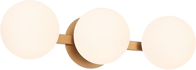 Bathroom Vanity Light Fixtures, Modern 3 Lights Globe Wall Sconce Lighting Aged Brass, Porch Wall Mount Light Fixture for Bathroom, Mirror Cabinets Hallway Stairs