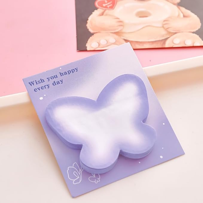 4Pack /120 Sheets Butterfly, Flower, Circle, Heart Shaped Sticky Notes for Studying Work