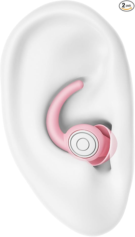 Ear Plugs for Sleeping Noise Cancelling Silicone Earplugs Noise Reduction, 2 Pairs Ear Plugs for Sleeping Reusable Noise Sound Blocking Earplugs for Sleep,Snoring,Concerts,Focus,Flight (Pink)