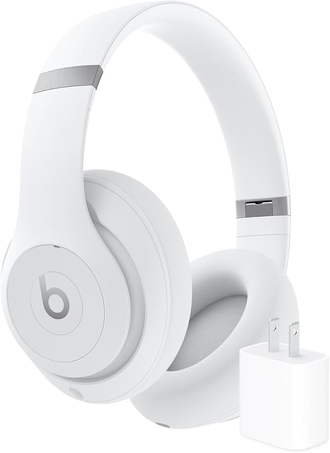 Beats Studio Pro Bluetooth Noise Cancelling Headphones with Apple 20W USB-C Power Adapter - Matte White