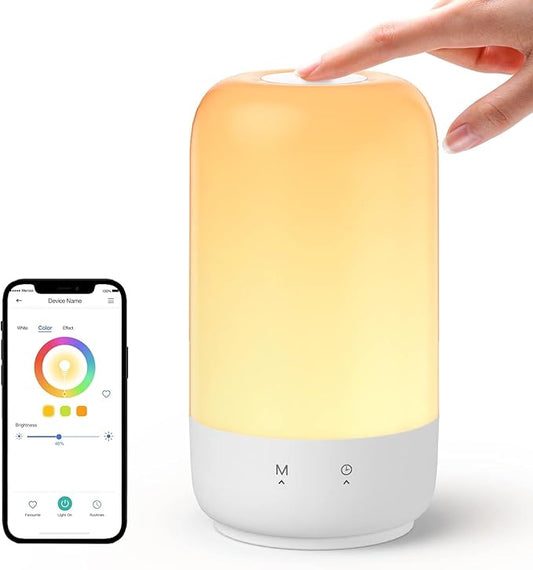 meross Smart Table Lamp for Bedroom, Bedside Lamp Support Apple Homekit and Alexa,Tunable White & Multi-Color, WiFi LED Nightstand Lamp,Touch Control, Voice and APP Control