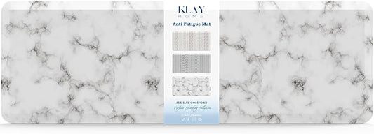 Klay Home Kitchen mats for Floor Anti Fatigue, 3/4" Thick 100% PU Memory Foam Kitchen mat, Padded Kitchen mat, Cushion Kitchen Sink Rug Waterproof Non-Slip Well-Made (Large Runner 20" x 60", Marble)