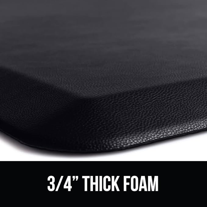 GORILLA GRIP Comfortable Cushioned Kitchen Mats for Floor, Waterproof and Stain Resistant Soft Top, 3/4 Inch Thick Ergonomic Standing Desk Anti Fatigue Mat, Foam Supports Ankles and Feet, 17x24, Black