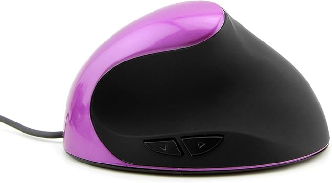 CHUYI Wired Vertical Ergonomic Mouse for Right Hand, 6 Buttons Portable Optical Office Corded Travel Mice for PC Computer Laptop (Purple)