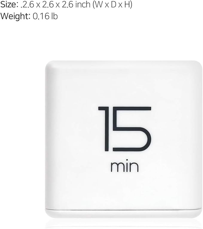 mooas Cube Timer (White), Timers Cube Flip Block Timers Productivity Gravity Sensor Time Management for Kids ADHD Classroom Kitchen Desk Workout Cooking Study 5, 15, 30, 60 min Timer Setting