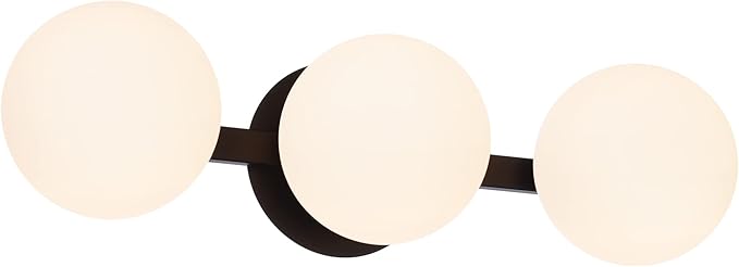 Bathroom Vanity Light Fixtures, Modern 3 Lights Globe Wall Sconce Lighting Matte Black, Porch Wall Mount Light Fixture for Bathroom, Mirror Cabinets Hallway Stairs (Matte Black, 3-Light)
